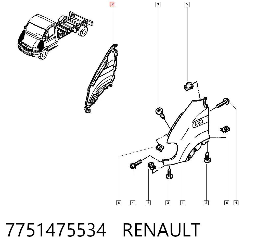  Błotnik przedni prawy Renault Master 2