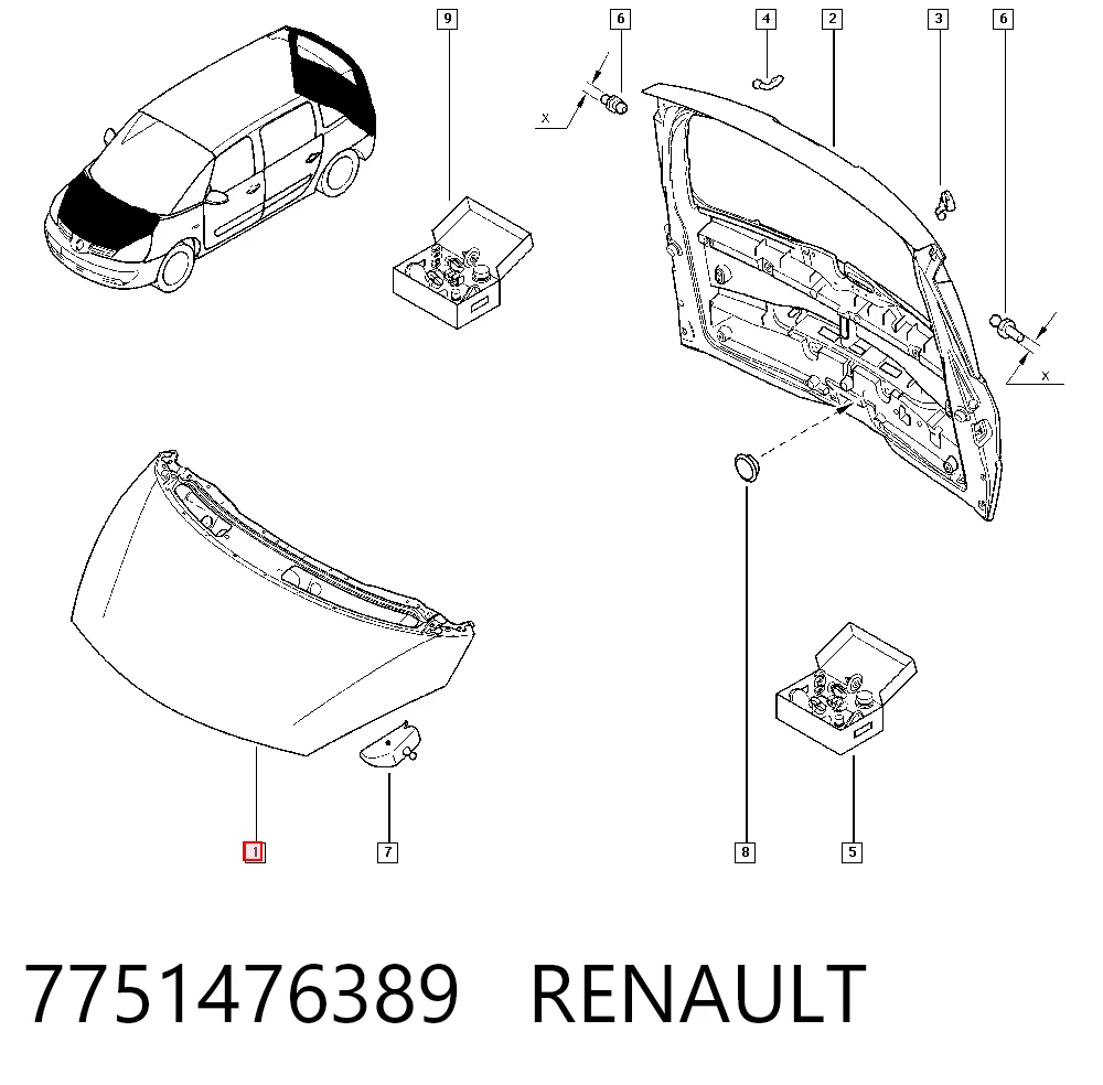 Maska silnika Renault Espace IV minivan (JK0) (2002 - 2015) cena, od 140,28 USD