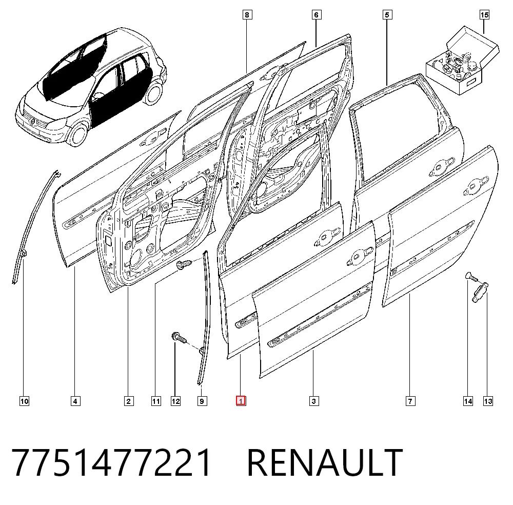 Drzwi przednie lewe Renault Scenic II minivan (JM0, JM1) (2003 - 2009) cena, od 180,72 USD
