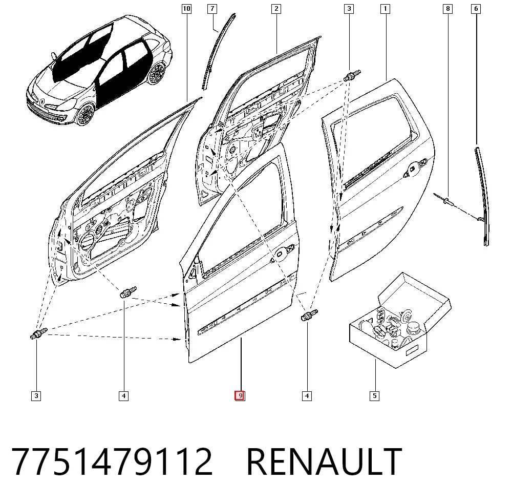 Drzwi przednie lewe do Renault Clio III GRANDTOUR KR01