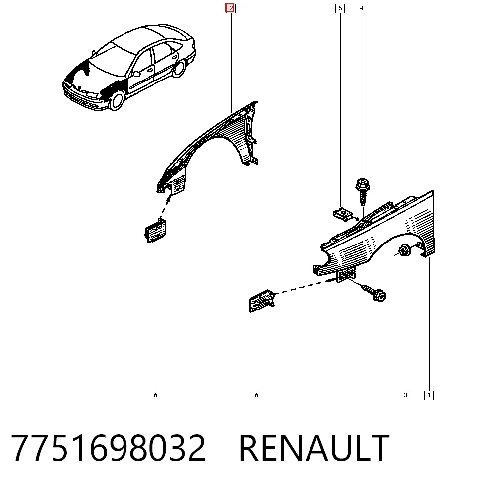 Błotnik przedni prawy do Renault Laguna I B56, 556