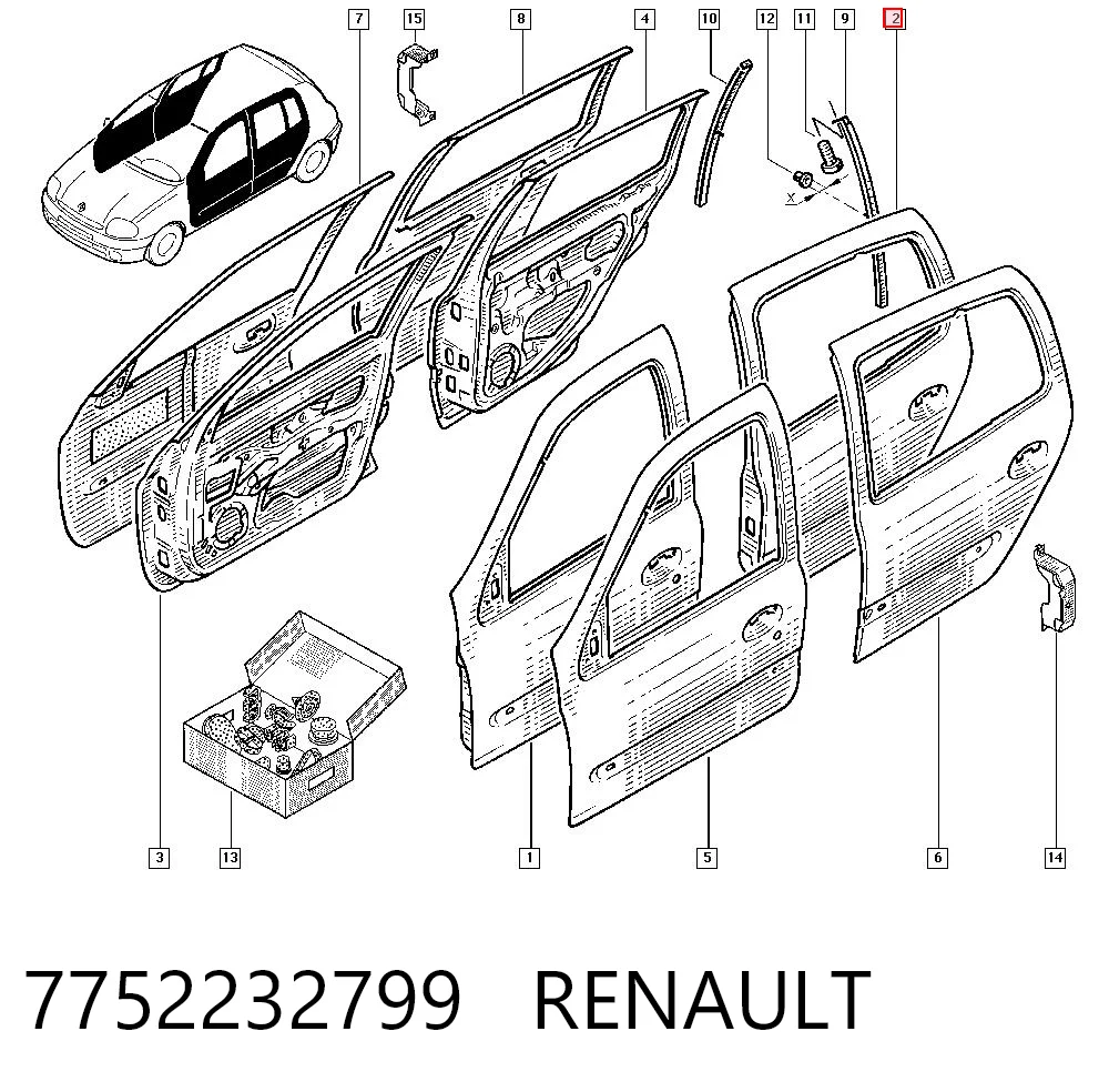 Drzwi tylne lewe do Renault Clio II BB, CB