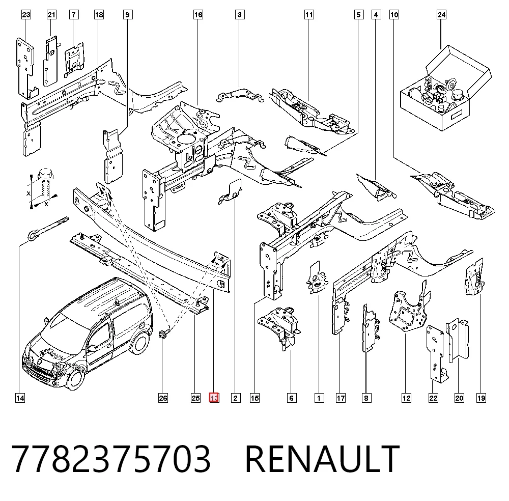Wzmocnienie zderzaka przedniego Renault Kangoo II awangarda (FW0) (2008 - 2021) cena, od 90,39 USD