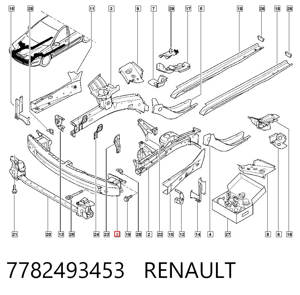 Wzmocnienie zderzaka przedniego do Renault Laguna II KG0, KG1