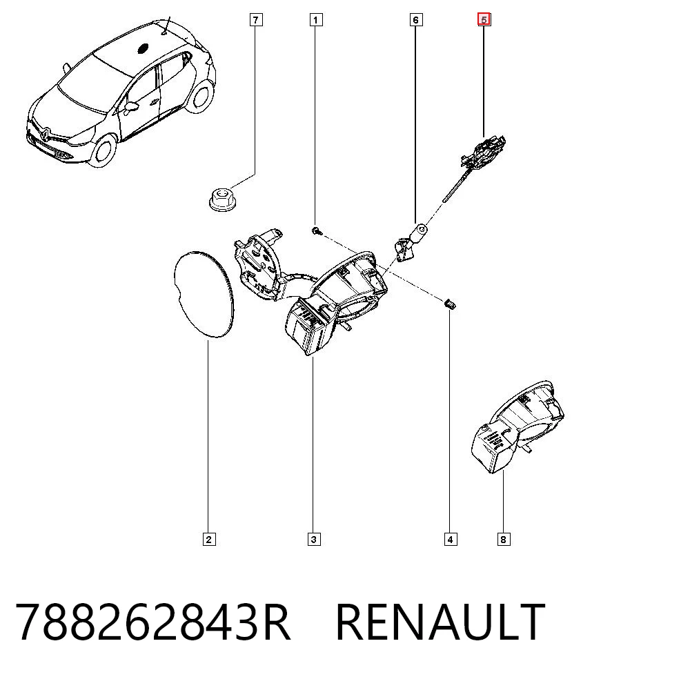788262843R Renault (RVI) Silniczek otwierania klapki wlewu paliwa