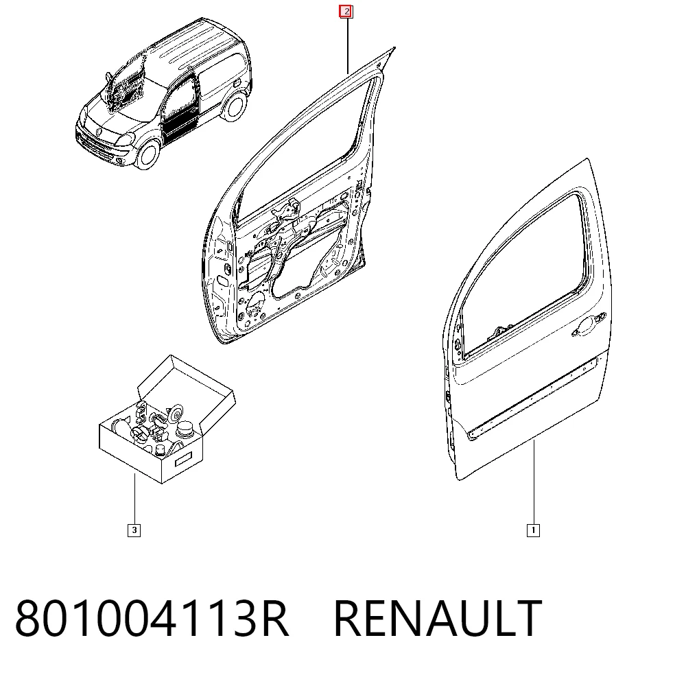 Drzwi przednie prawe do Renault Kangoo II FW0