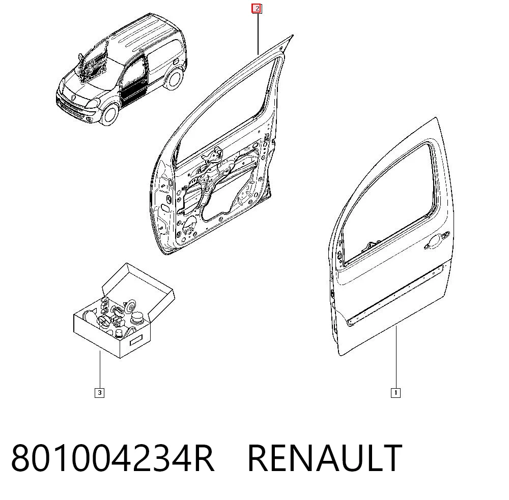 Drzwi przednie prawe Renault Kangoo II awangarda (FW0) (2008 - 2021) cena, od 475,02 USD