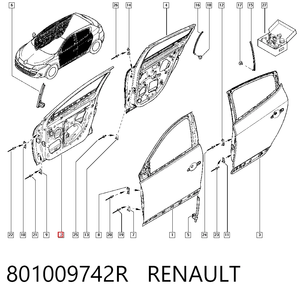 Drzwi przednie prawe Renault Megane III kombi (KZ0, KZ1) (2008 - 2016) cena, od 257,09 USD