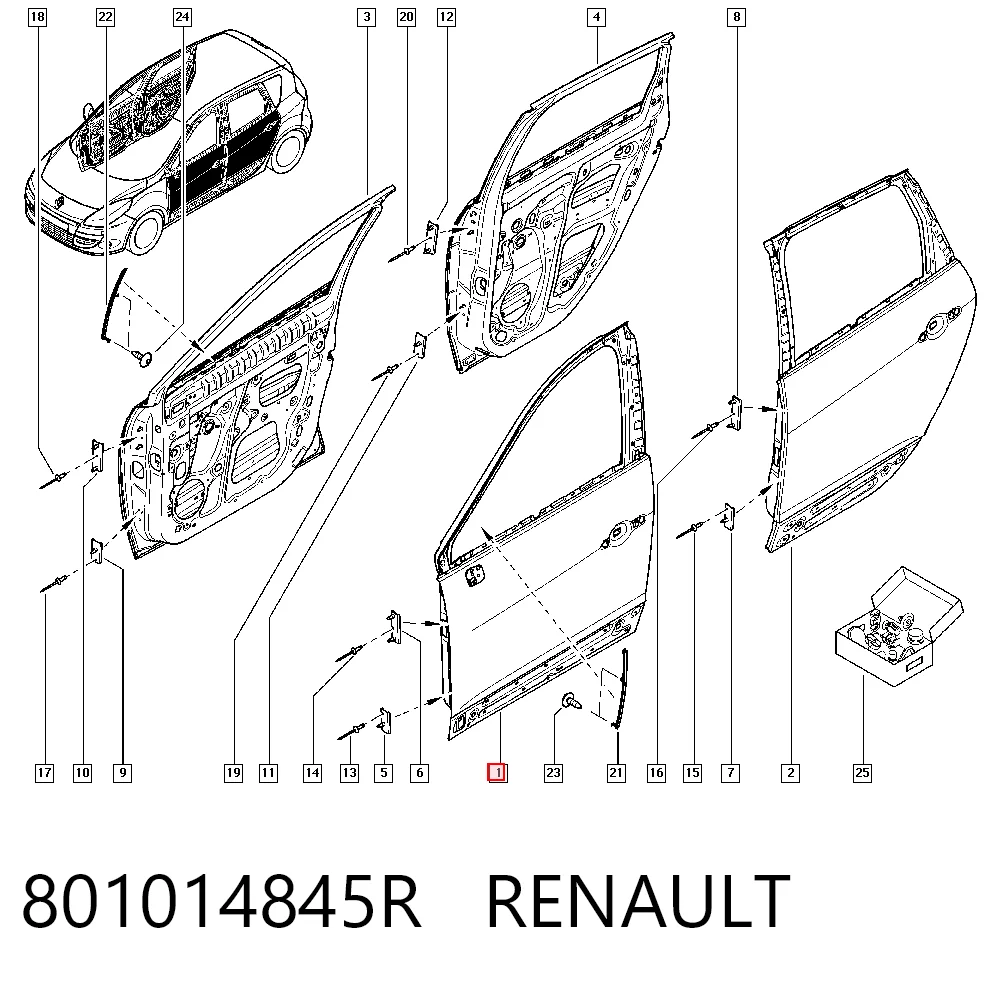 Drzwi przednie lewe Renault Scenic GRAND III minivan (JZ0, JZ1) (2009 - 2016) cena, od 296,25 USD