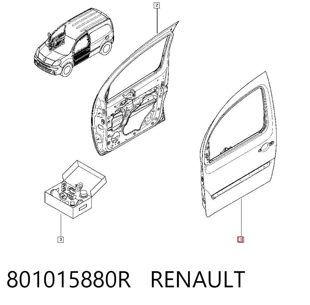 Drzwi przednie lewe Renault Kangoo II minivan (KW0, KW1) (2008 - 2021) cena, od 446,23 USD