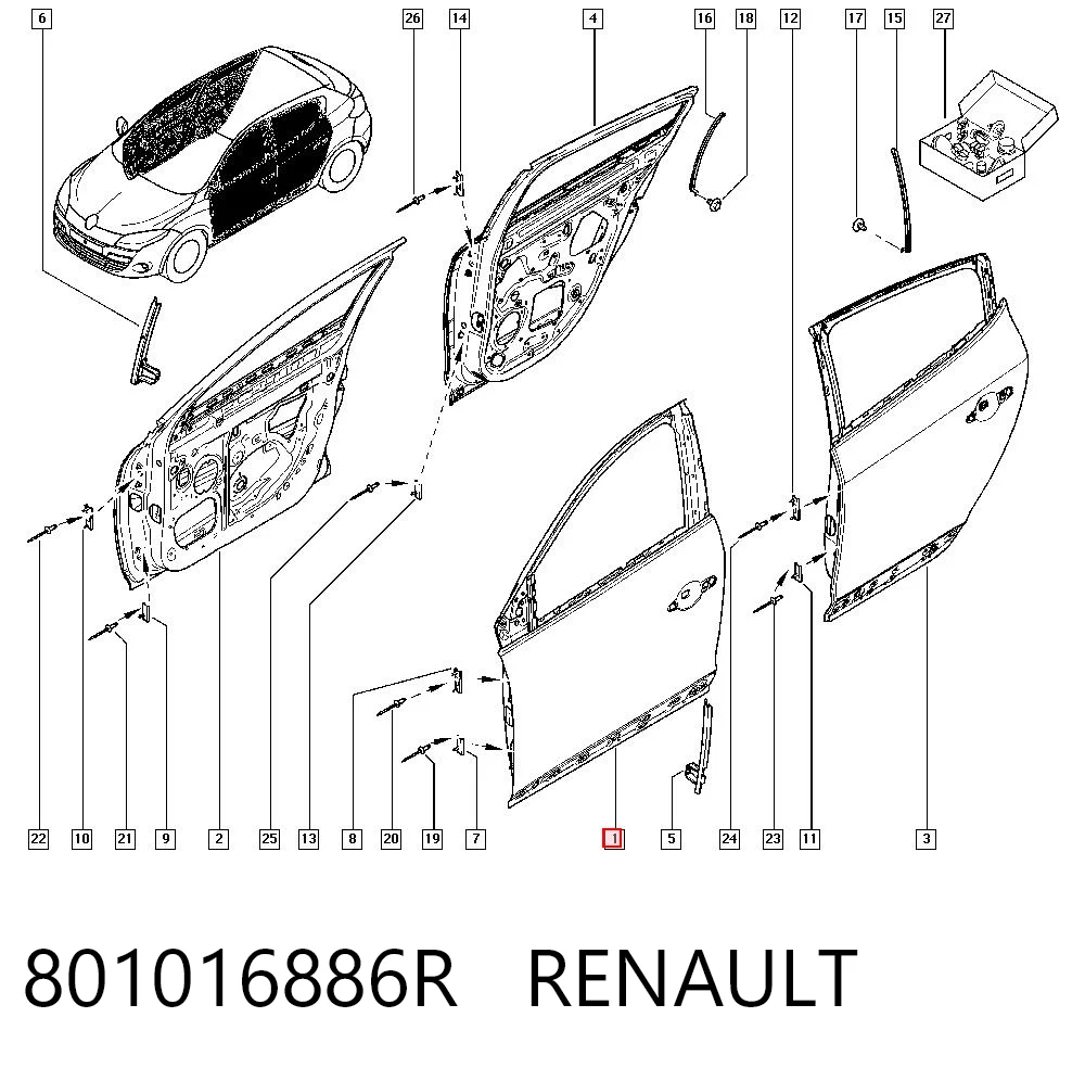 Drzwi przednie lewe Renault Megane III kombi (KZ0, KZ1) (2008 - 2016) cena, od 257,09 USD