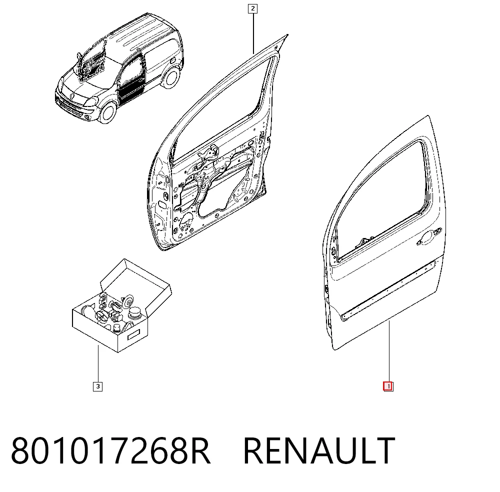 Do koszyka Drzwi przednie lewe Renault Kangoo II KW0, KW1