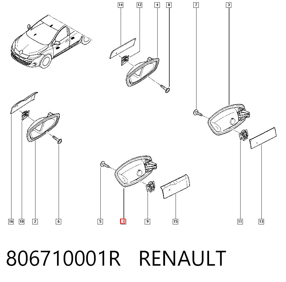 806710001R Renault (RVI) Klamka drzwi przednich wewnętrzna lewa