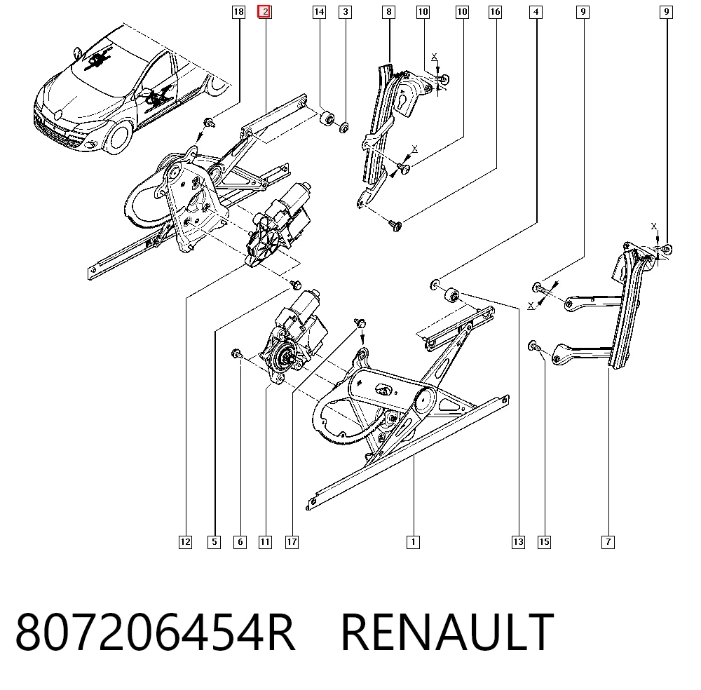 Mechanizm podnoszenia szyby drzwi przednich prawych do Renault Megane III DZ0, DZ1