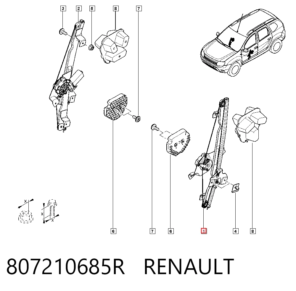 Mechanizm podnoszenia szyby drzwi przednich lewych Dacia Sandero I hatchback (BS0, 1) (2008 - 2012) cena, od 66,72 USD