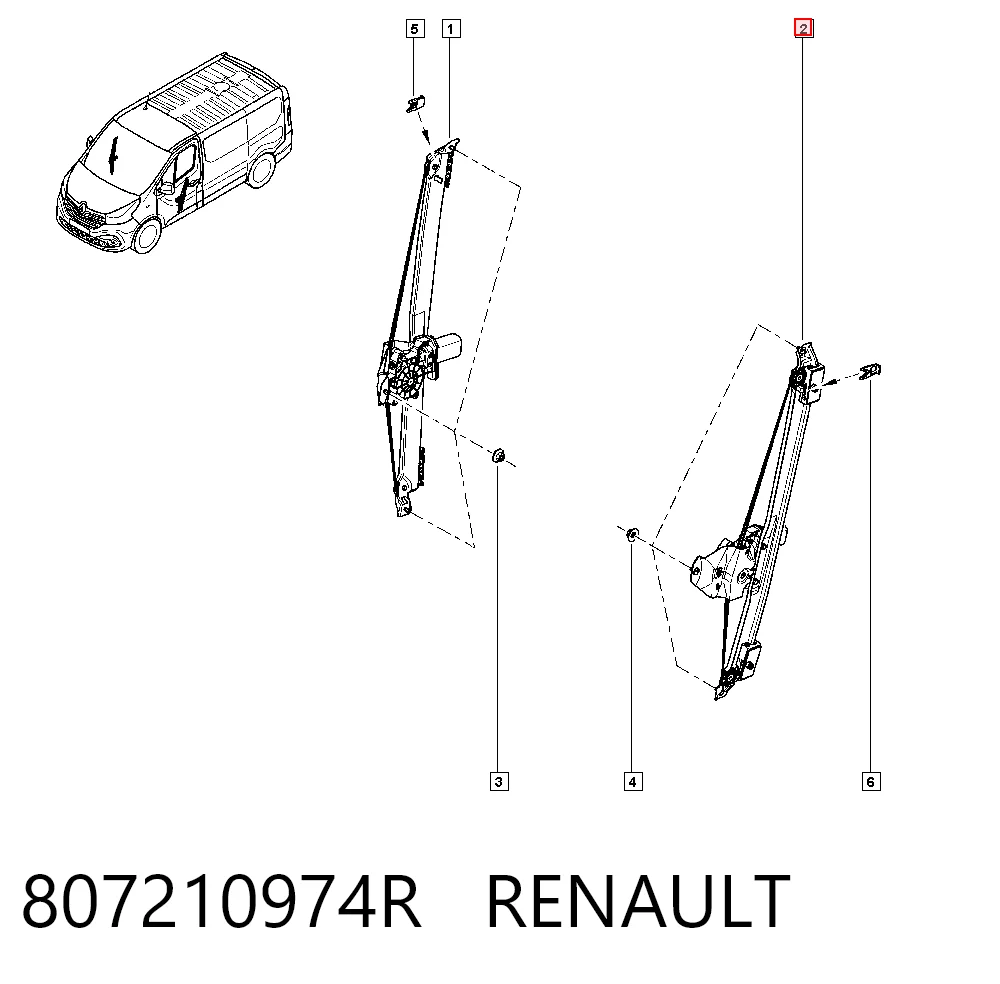 Mechanizm podnoszenia szyby drzwi przednich lewych Renault Trafic III awangarda (2014 - 2026) cena, od 78,35 USD