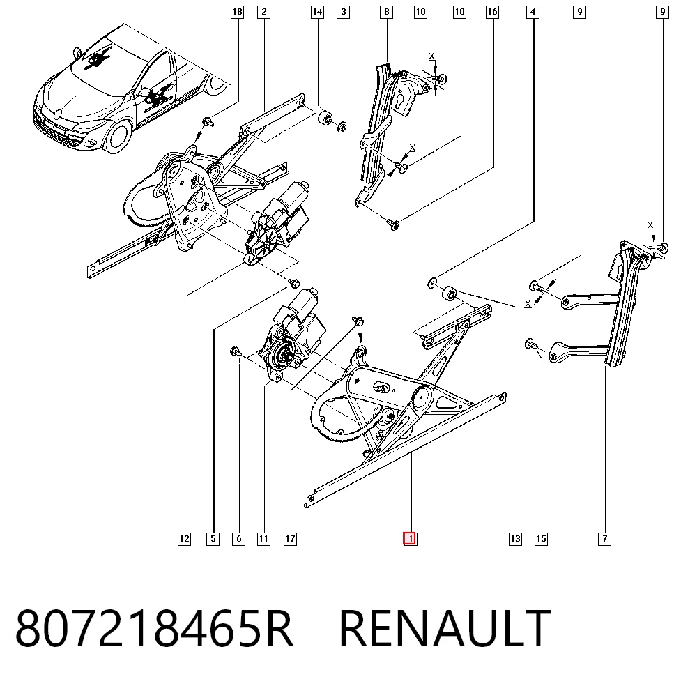 Mechanizm podnoszenia szyby drzwi przednich lewych do Renault Megane III DZ0, DZ1
