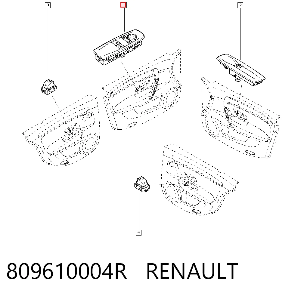 809610004R Renault (RVI) Panel przyciskowy sterowania podnośnikiem szyby przedni lewy