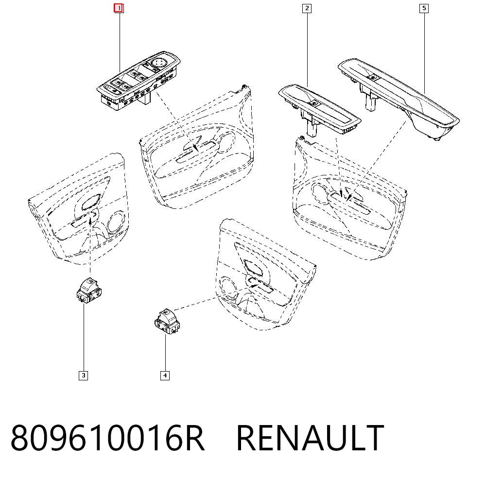 809610016R Renault (RVI) Panel przyciskowy sterowania podnośnikiem szyby przedni lewy