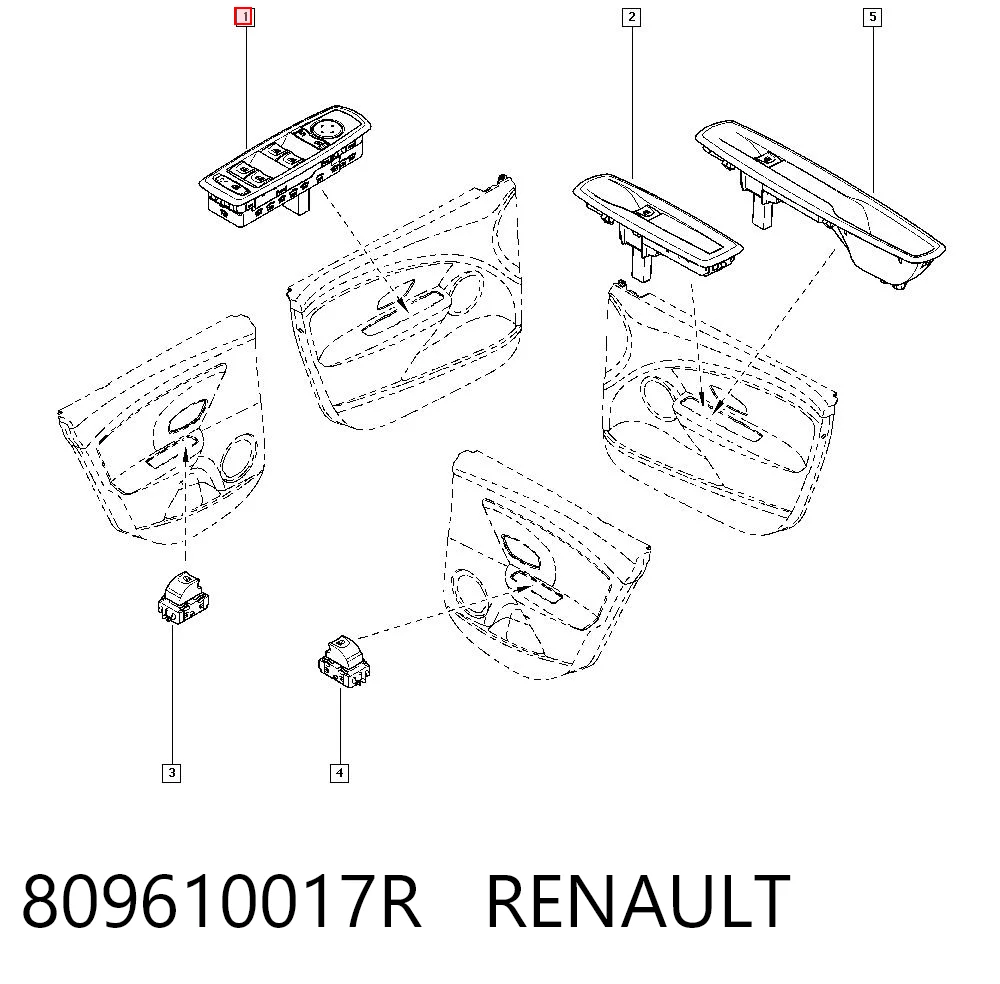 809610017R Renault (RVI) Panel przyciskowy sterowania podnośnikiem szyby przedni lewy