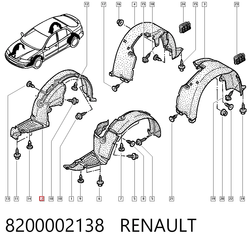 Nadkole błotnika przedniego prawe Renault Laguna II hatchback (BG0, BG1) (2001 - 2007) cena, od 25,70 USD