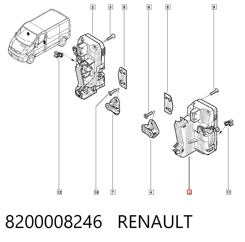 Zamek drzwi przednich lewych do Renault Trafic II FL