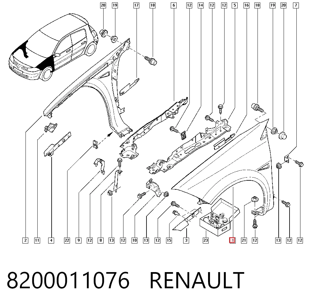  Błotnik przedni lewy Renault Megane 2