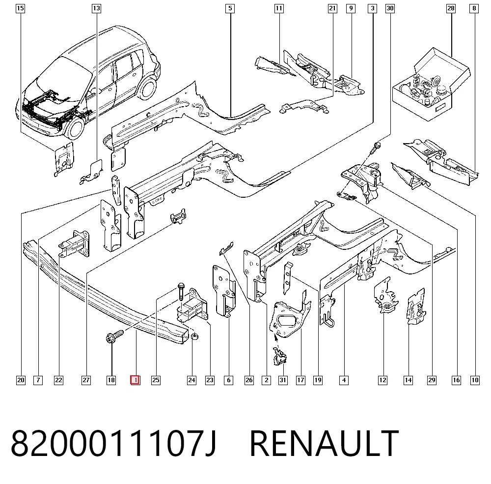 Do koszyka Wzmocnienie zderzaka przedniego Renault Megane II LM0, LM1