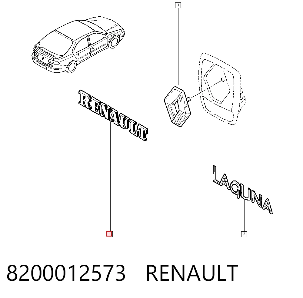 Kupić Emblemat na klapę bagaznika (znaczek firmowy) Renault Laguna II BG0, BG1 w dobrej cenie