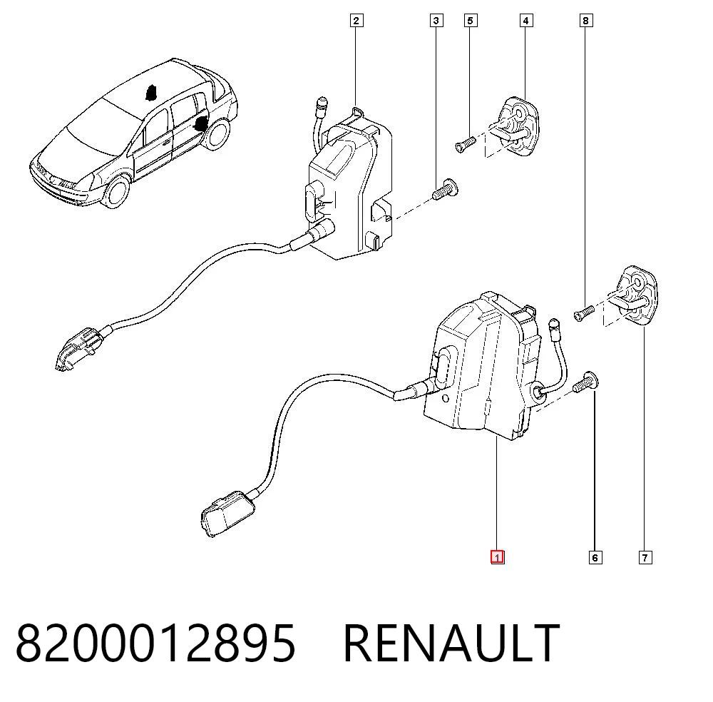 Zamek drzwi tylnych lewych do Renault Vel Satis  BJ0