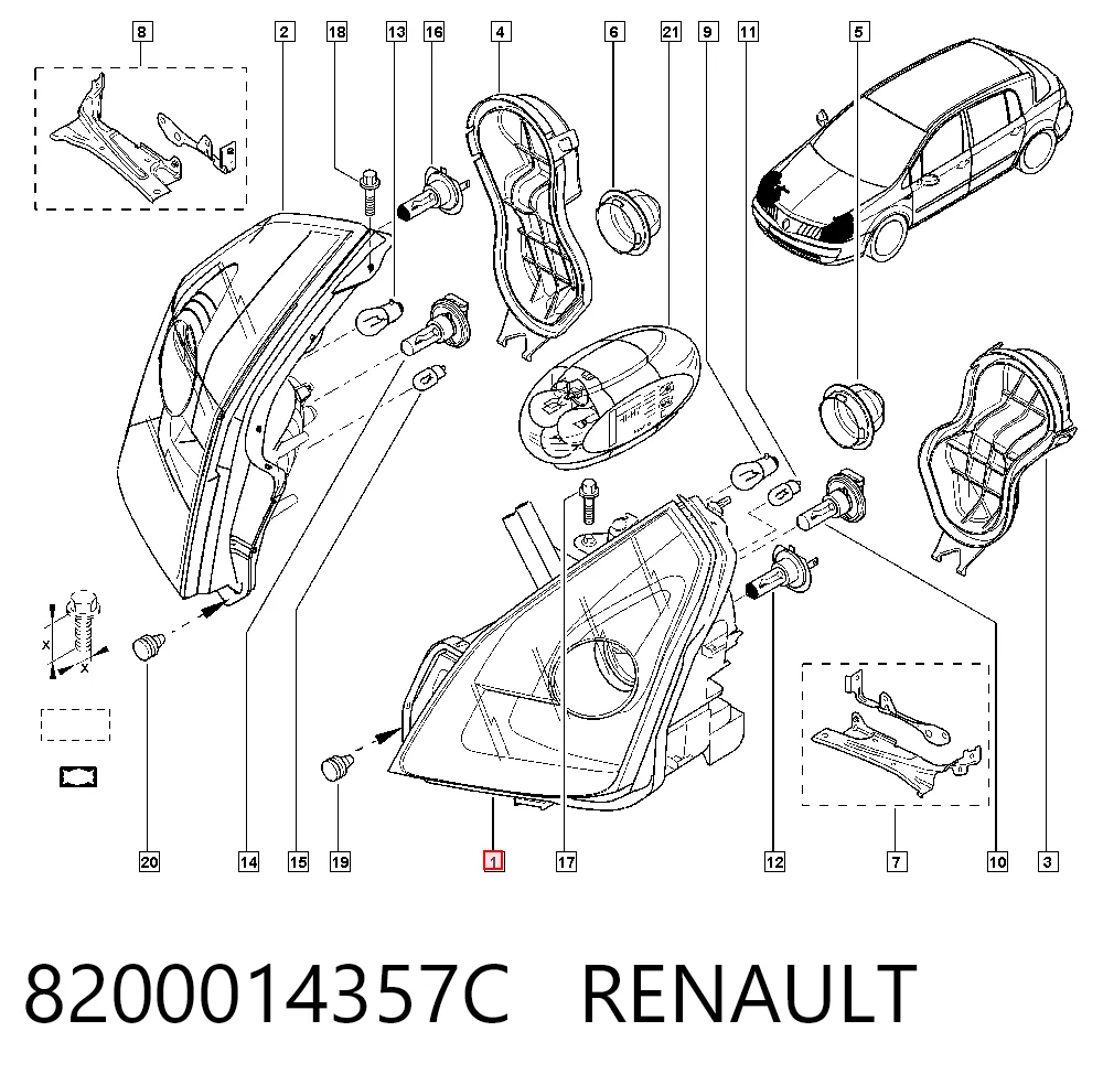 Reflektor lewy do Renault Vel Satis  BJ0