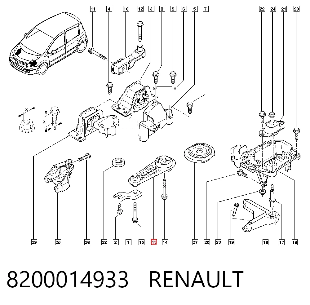 8200014933 Renault (RVI) Poduszka (podpora) silnika tylna
