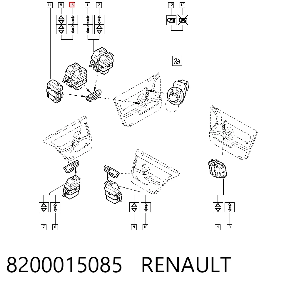 8200015085 Renault (RVI) Panel przyciskowy sterowania podnośnikiem szyby przedni lewy