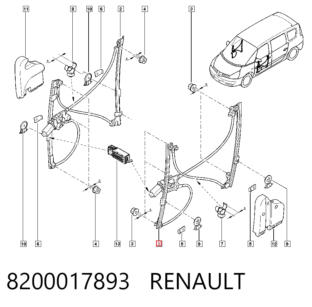  Mechanizm podnoszenia szyby drzwi przednich lewych Renault Espace 4