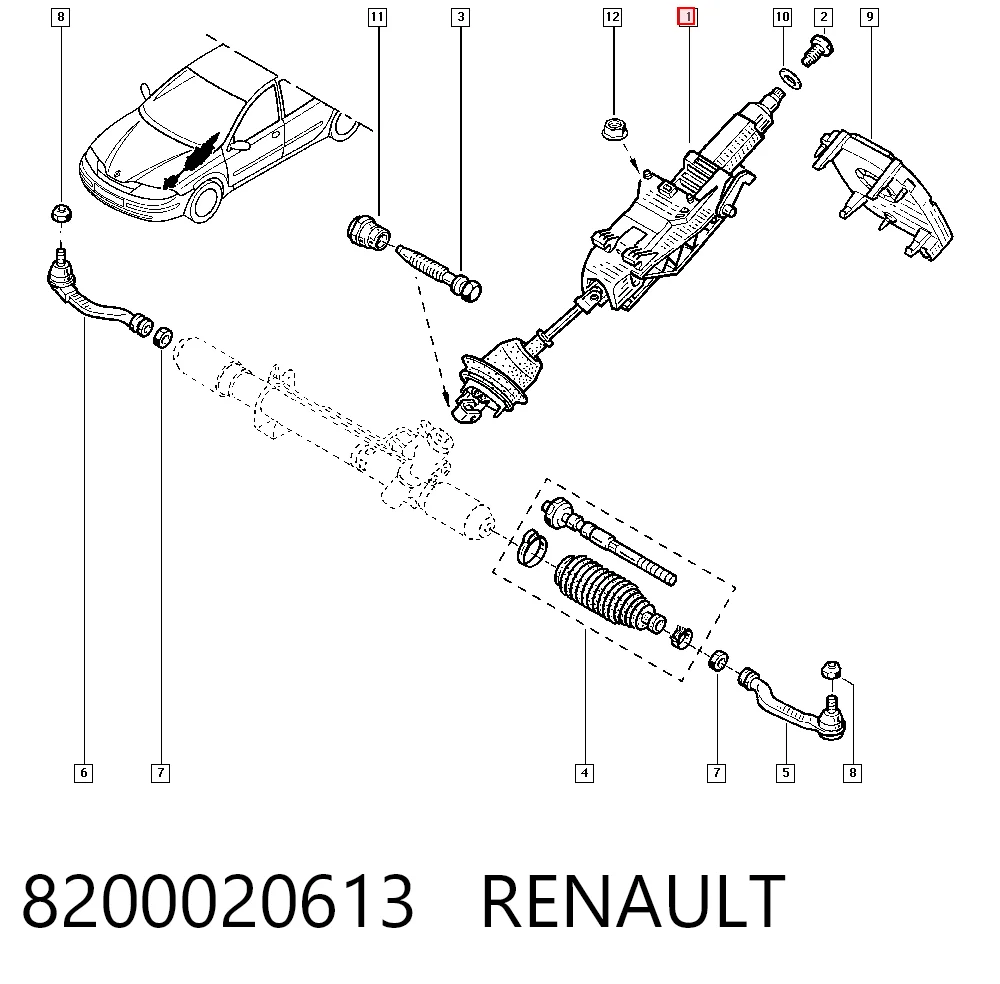 Kolumna (wał) kierownicza (kierownicy) do Renault Laguna II BG0, BG1