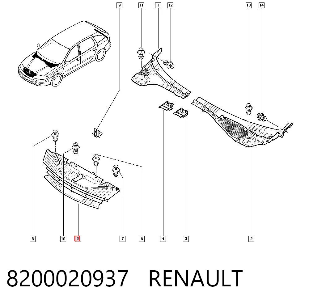 Atrapa chłodnicy Renault Laguna II hatchback (BG0, BG1) (2001 - 2007) cena, od 49,37 USD