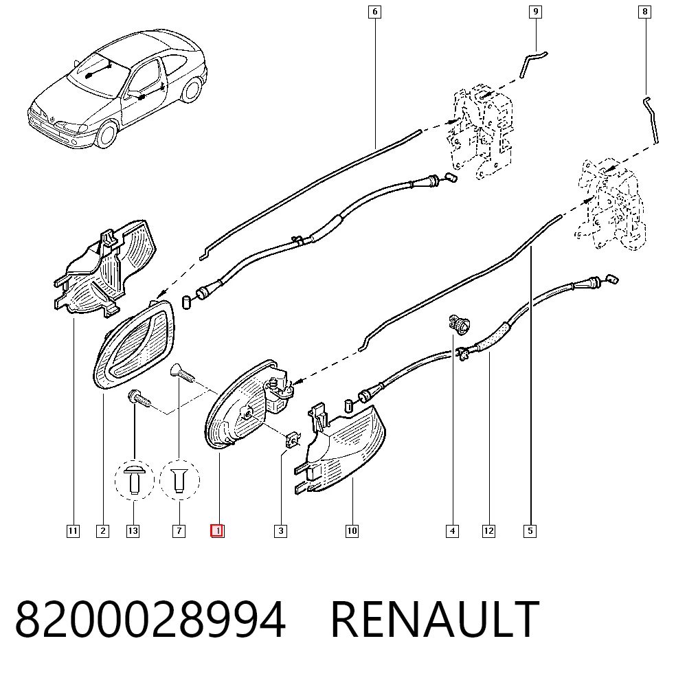 8200028994 Renault (RVI) Klamka drzwi lewych przednia/tylna wewnętrzna