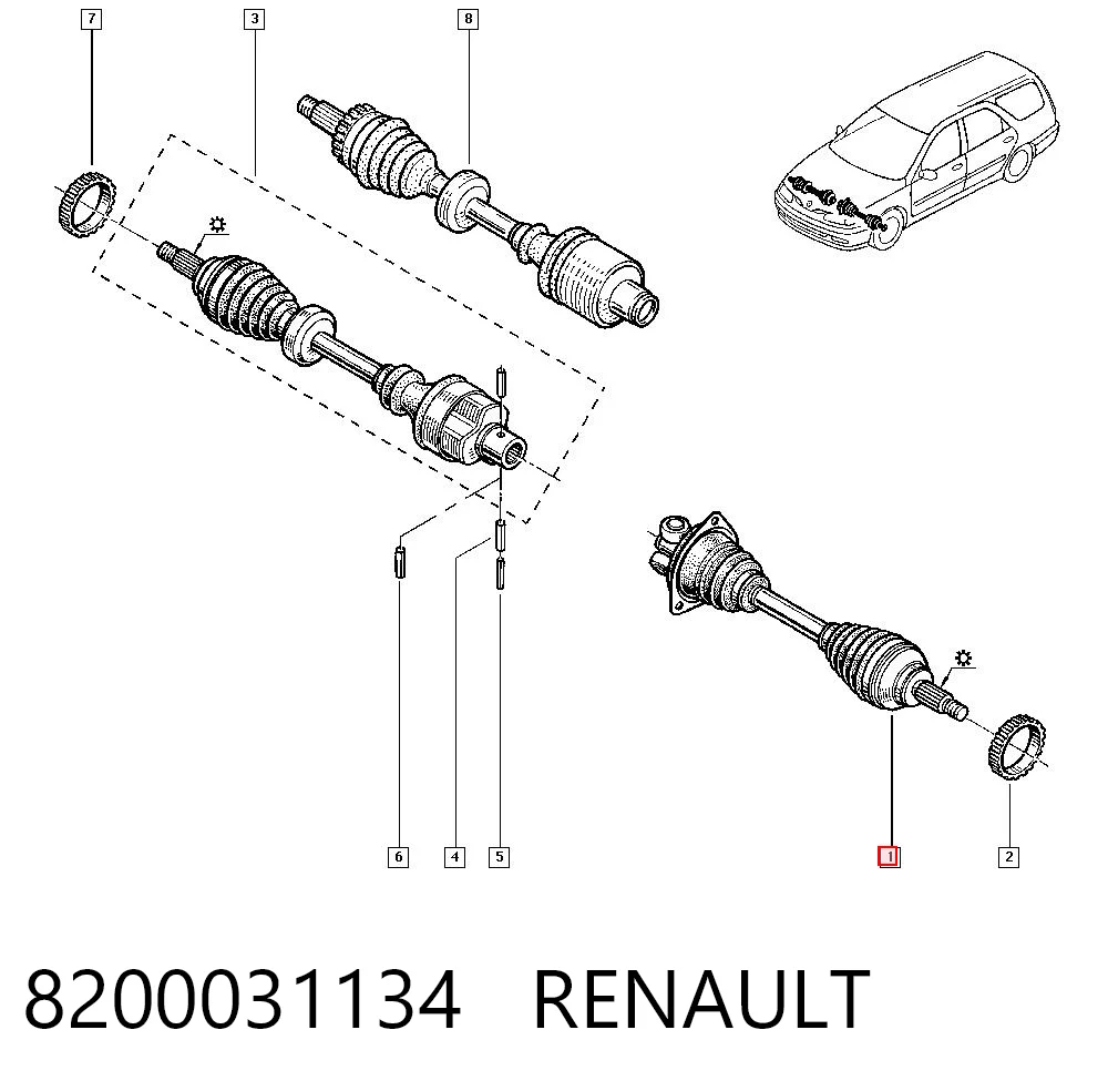  Półoś napędowa przednia lewa Renault Laguna 1