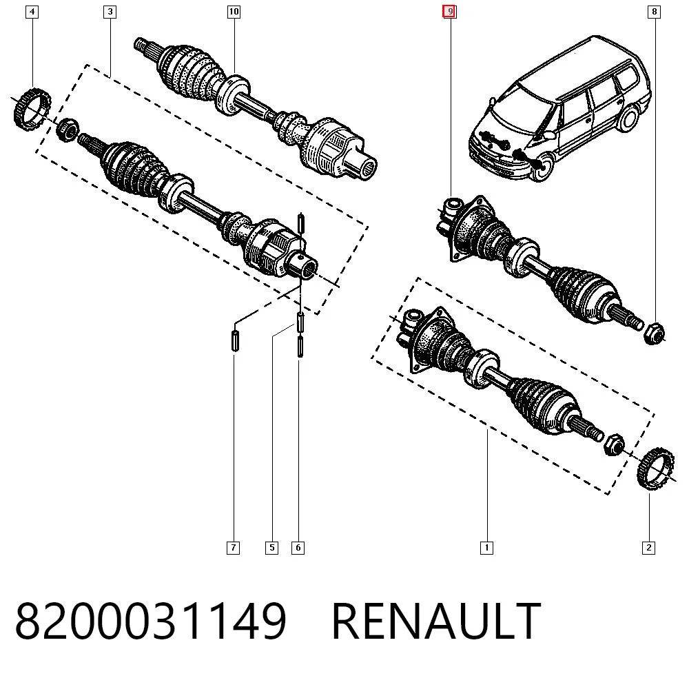 Do koszyka Półoś napędowa przednia lewa Renault Espace III JE