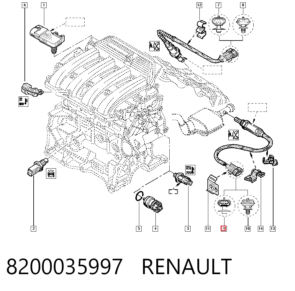 Sonda lambda, czujnik tlenu Renault Espace III
