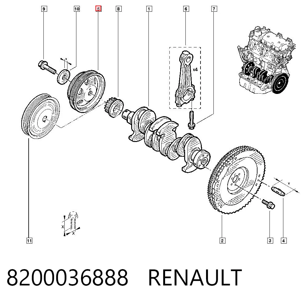 Koło pasowe wału korbowego Renault Twingo I hatchback (C06) (1992 - 2007) cena, od 57,94 USD