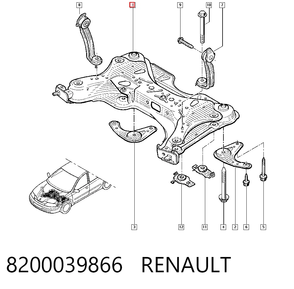 Do koszyka 8200039866 Nissan/Infiniti Korpus osi przedniej