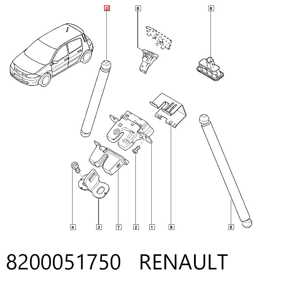 8200051750 Renault (RVI) Amortyzator klapy bagażnika (3/5 drzwi-tylnych)