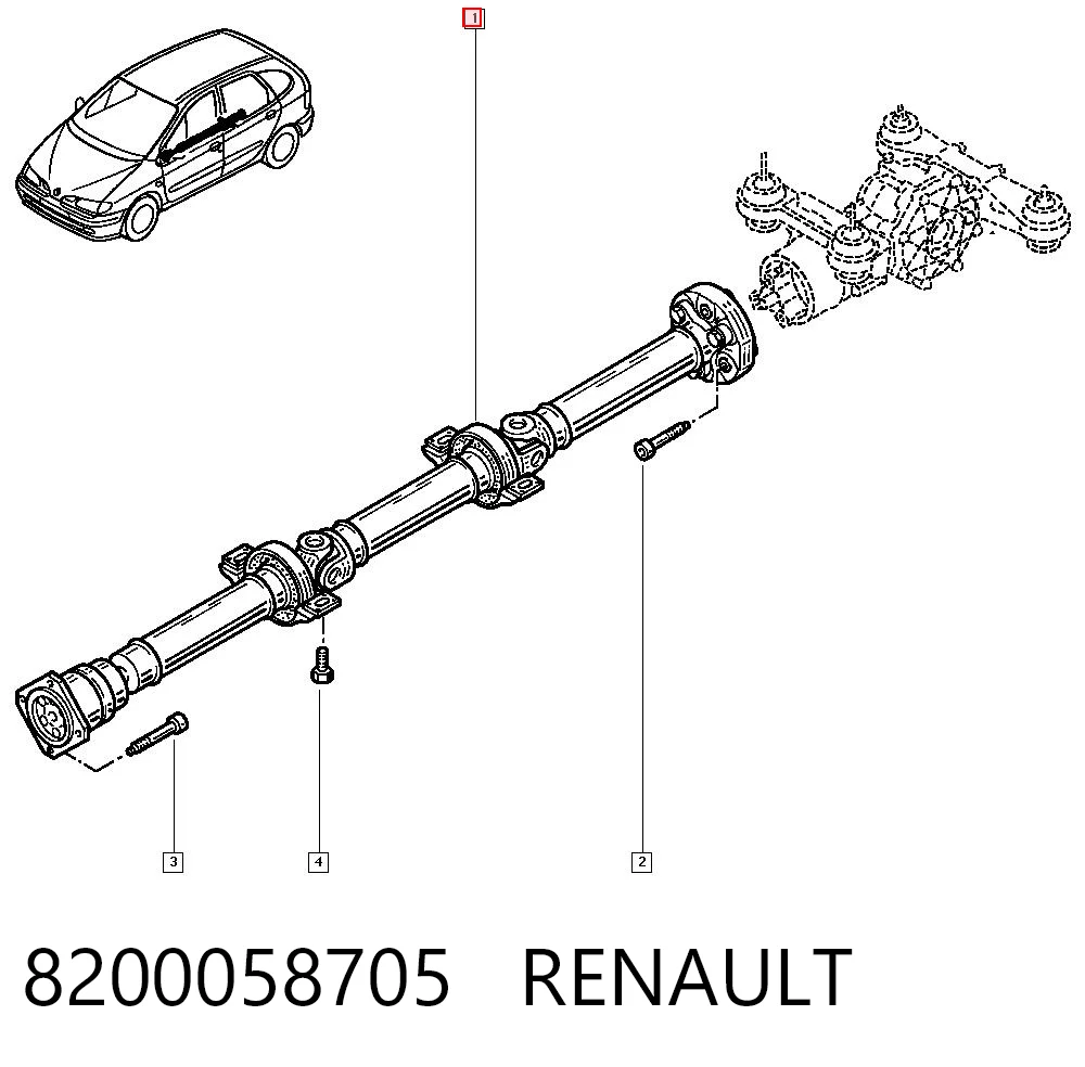 Wał Cardana tylny, kompletny do Renault Scenic I JA0, JA1, FA0