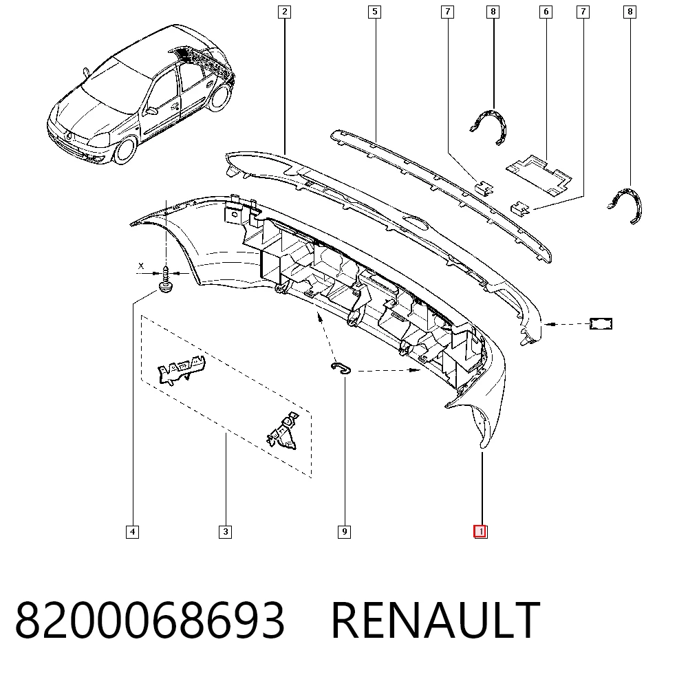 Do koszyka Zderzak tylny Renault Clio II BB, CB