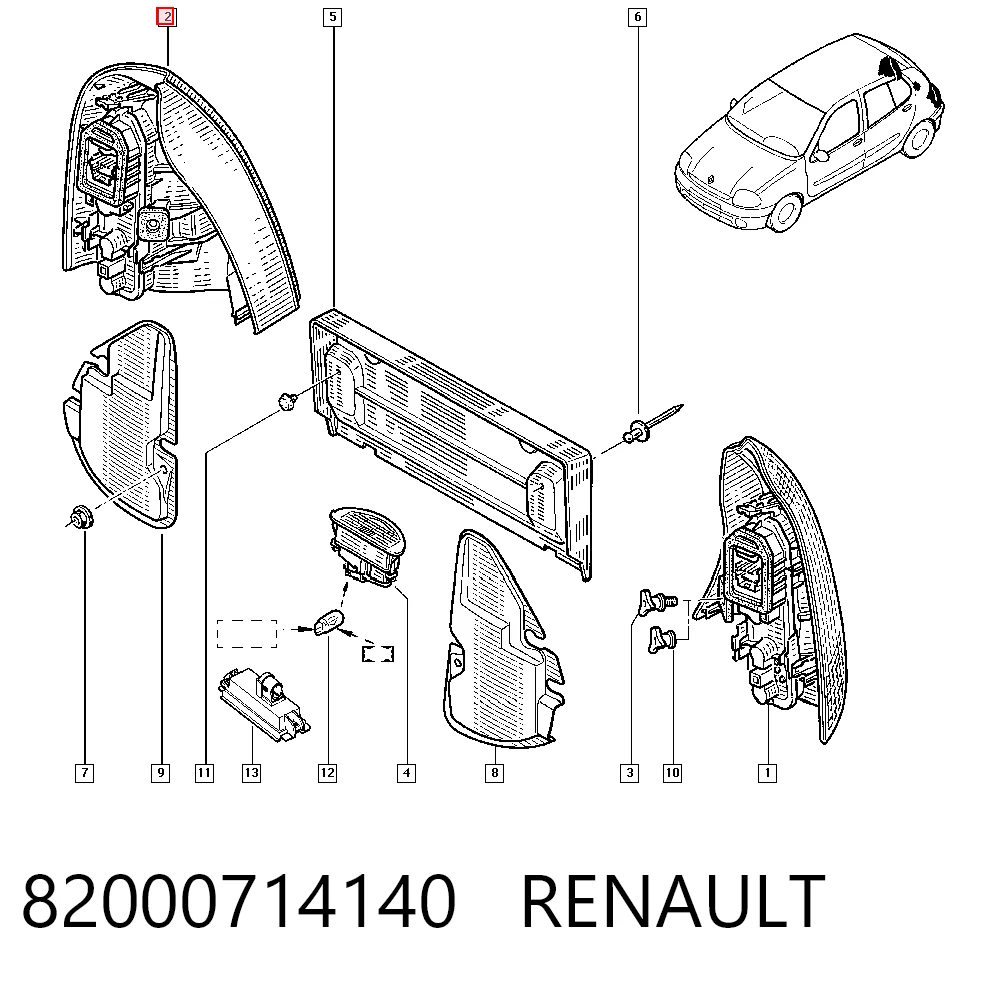 Do koszyka Lampa zespolona tylna prawa Renault Clio II BB, CB