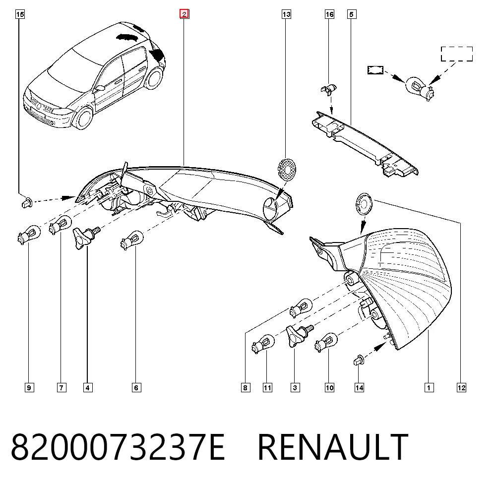 Do koszyka Lampa zespolona tylna prawa Renault Megane II BM0, CM0, BM1, CM1