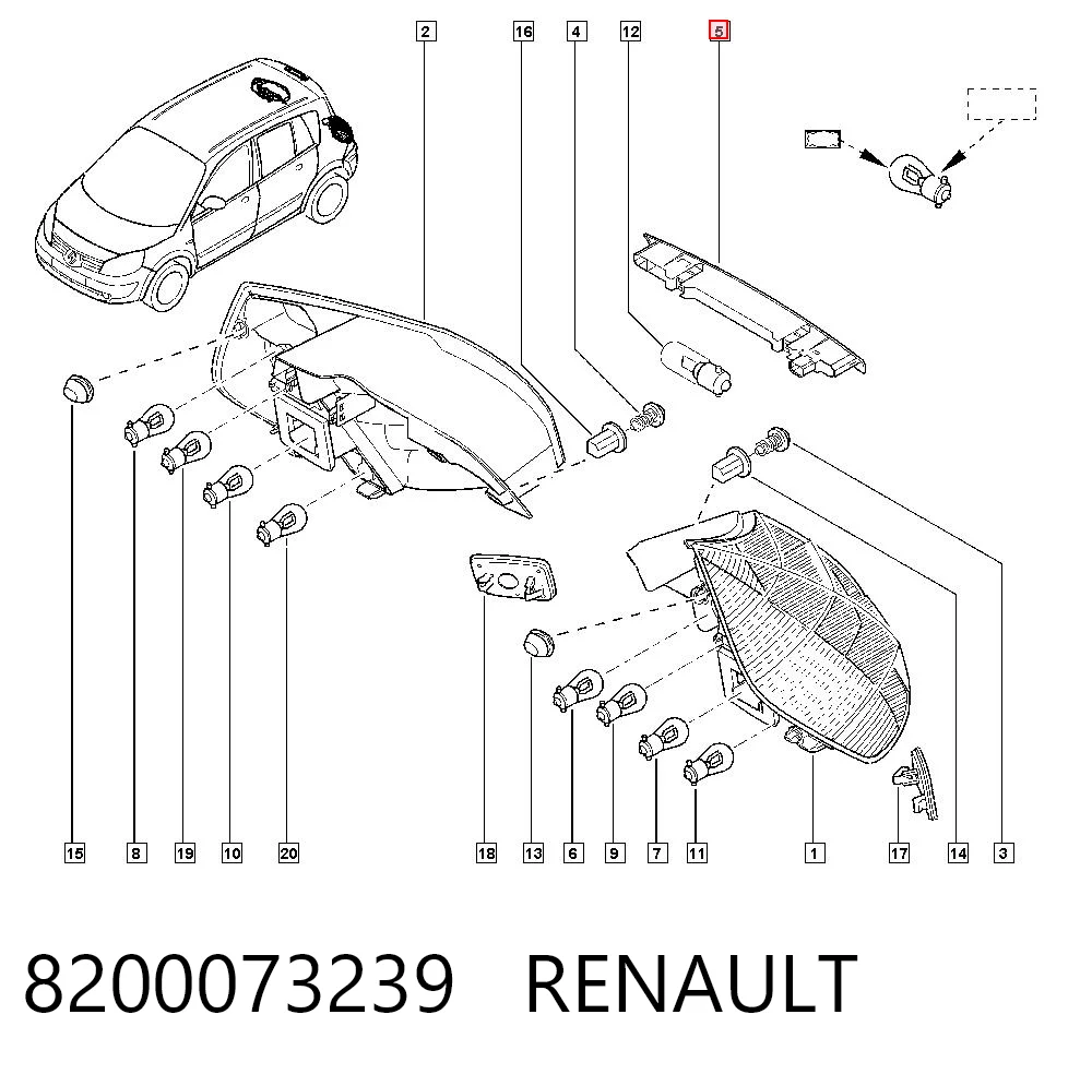 8200073239 Renault (RVI) Lampa stop tylna dodatkowa