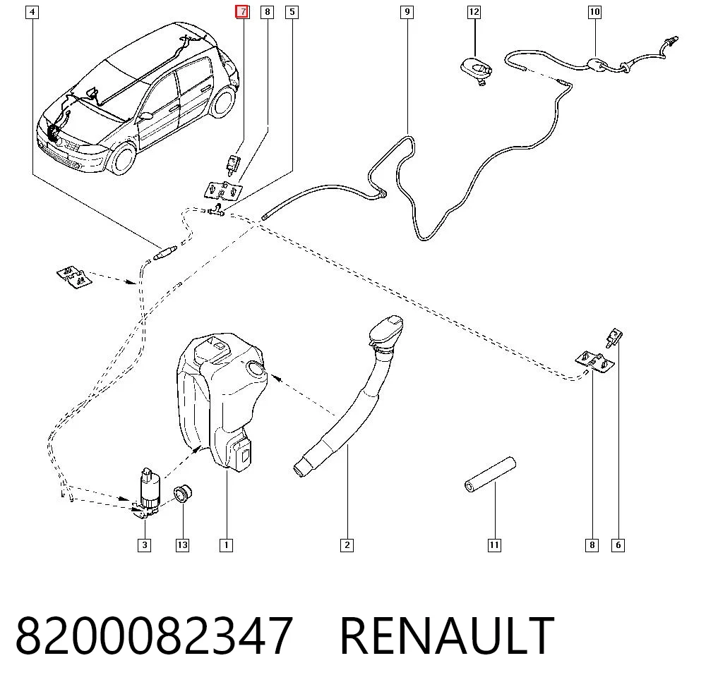 8200082347 Renault (RVI) Dysza spryskiwacza szyby przedniej