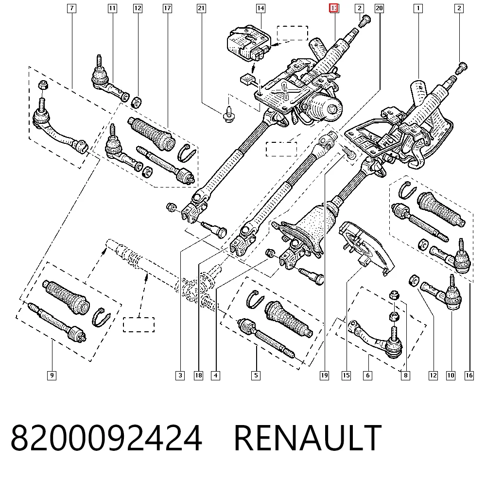 Kolumna (wał) kierownicza (kierownicy) Renault Clio II hatchback (BB, CB) (1998 - 2010) cena, od 109,12 USD